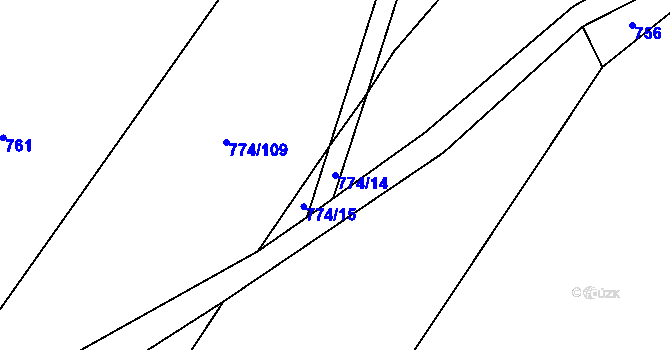 Parcela st. 774/14 v KÚ Budíkov, Katastrální mapa