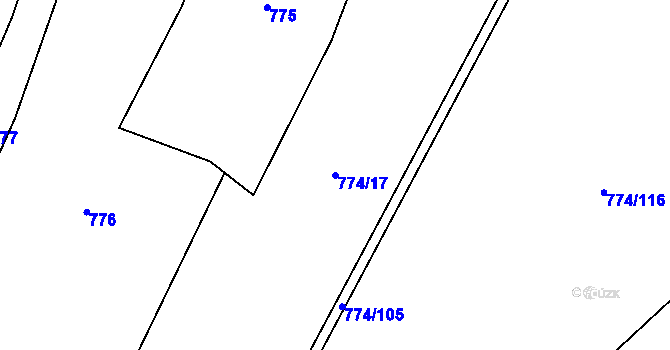 Parcela st. 774/17 v KÚ Budíkov, Katastrální mapa