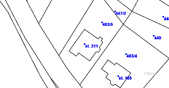 Parcela st. 211 v KÚ Budíkov, Katastrální mapa