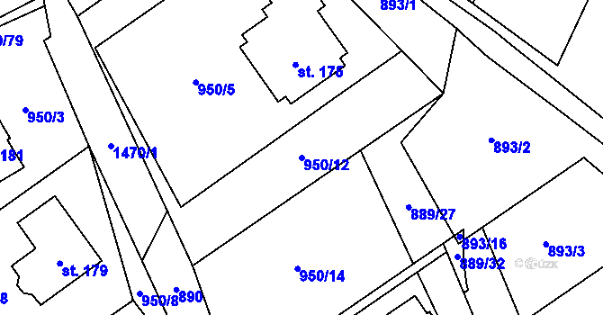 Parcela st. 950/12 v KÚ Budíkov, Katastrální mapa