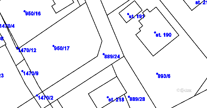 Parcela st. 889/24 v KÚ Budíkov, Katastrální mapa