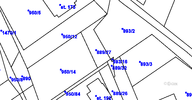 Parcela st. 889/27 v KÚ Budíkov, Katastrální mapa