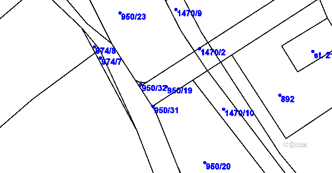 Parcela st. 950/19 v KÚ Budíkov, Katastrální mapa