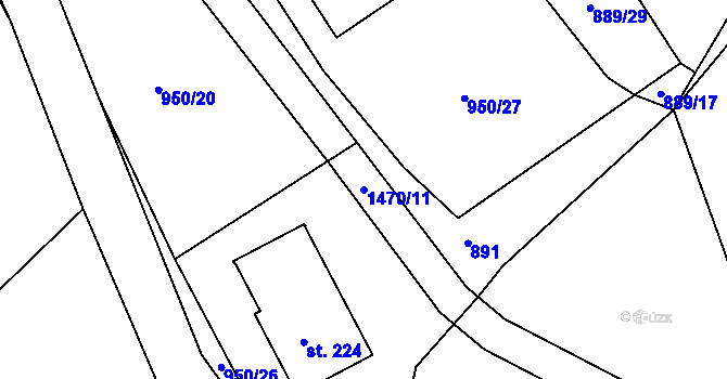 Parcela st. 1470/11 v KÚ Budíkov, Katastrální mapa
