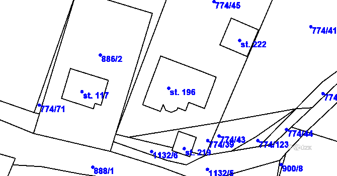Parcela st. 196 v KÚ Budíkov, Katastrální mapa