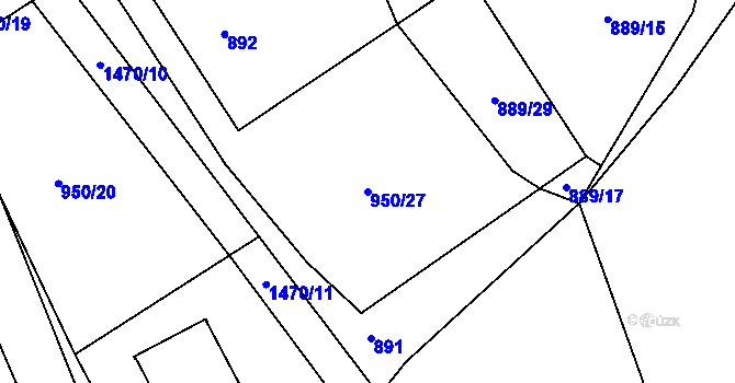 Parcela st. 950/27 v KÚ Budíkov, Katastrální mapa