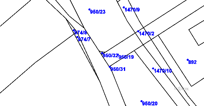 Parcela st. 950/32 v KÚ Budíkov, Katastrální mapa