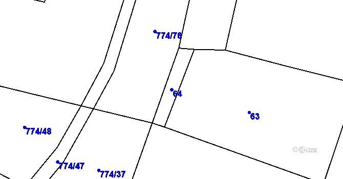Parcela st. 64 v KÚ Budíkov, Katastrální mapa