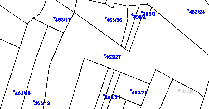 Parcela st. 463/27 v KÚ Budíkov, Katastrální mapa