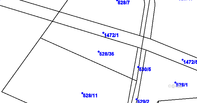 Parcela st. 528/36 v KÚ Budíkov, Katastrální mapa