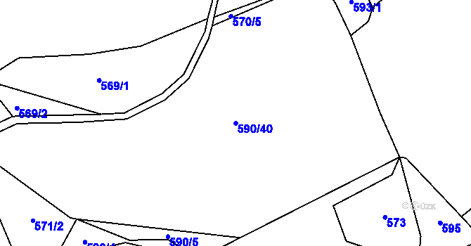 Parcela st. 590/40 v KÚ Budíkov, Katastrální mapa