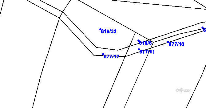 Parcela st. 677/12 v KÚ Budíkov, Katastrální mapa