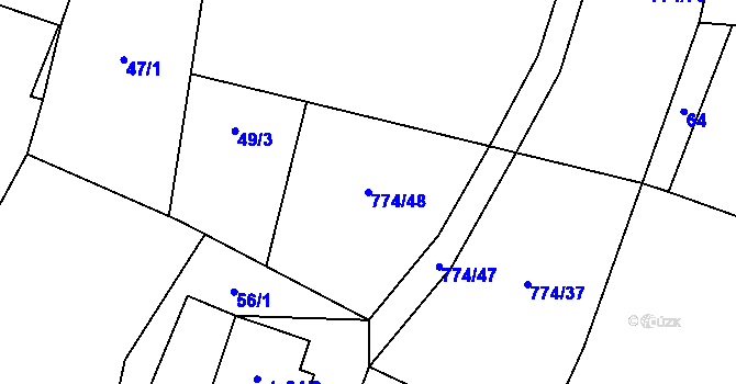 Parcela st. 774/48 v KÚ Budíkov, Katastrální mapa