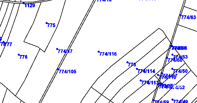 Parcela st. 774/116 v KÚ Budíkov, Katastrální mapa