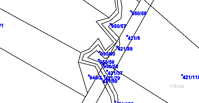 Parcela st. 950/60 v KÚ Budíkov, Katastrální mapa