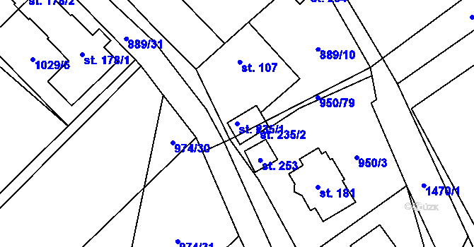 Parcela st. 235/1 v KÚ Budíkov, Katastrální mapa