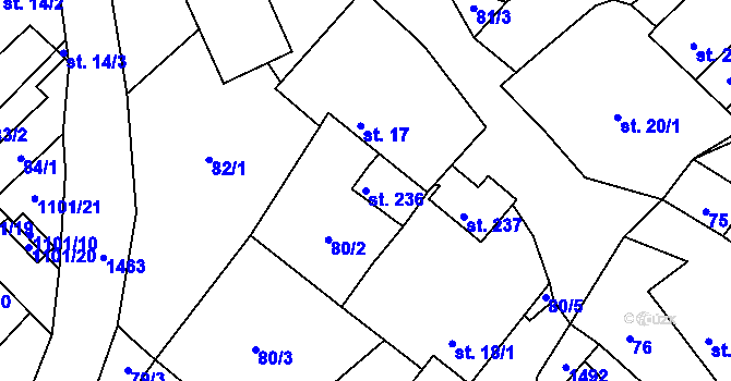 Parcela st. 236 v KÚ Budíkov, Katastrální mapa