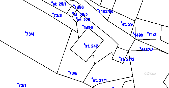 Parcela st. 242 v KÚ Budíkov, Katastrální mapa