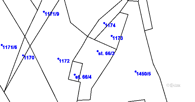 Parcela st. 66/3 v KÚ Budíkov, Katastrální mapa