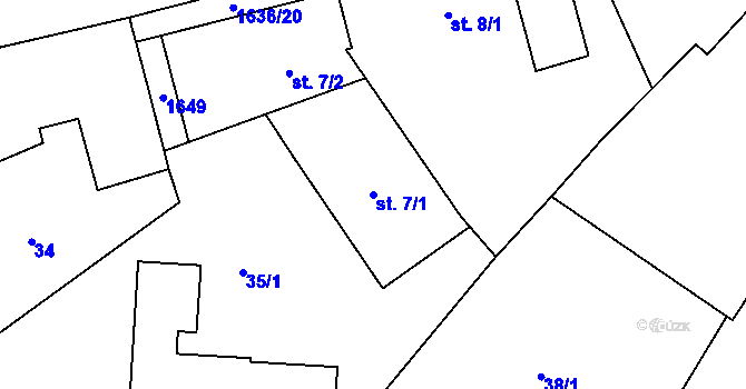 Parcela st. 7/1 v KÚ Budíkovice, Katastrální mapa