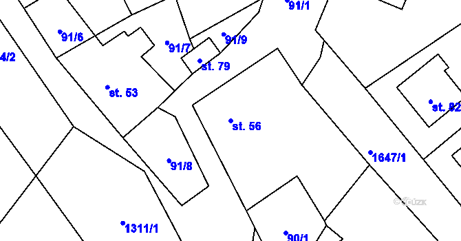 Parcela st. 56 v KÚ Budíkovice, Katastrální mapa
