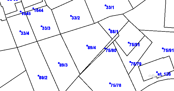 Parcela st. 89/4 v KÚ Budíkovice, Katastrální mapa