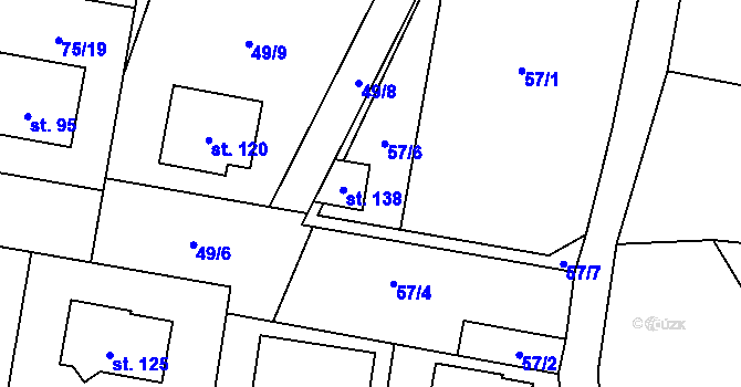 Parcela st. 57/6 v KÚ Budíkovice, Katastrální mapa