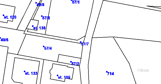 Parcela st. 57/7 v KÚ Budíkovice, Katastrální mapa