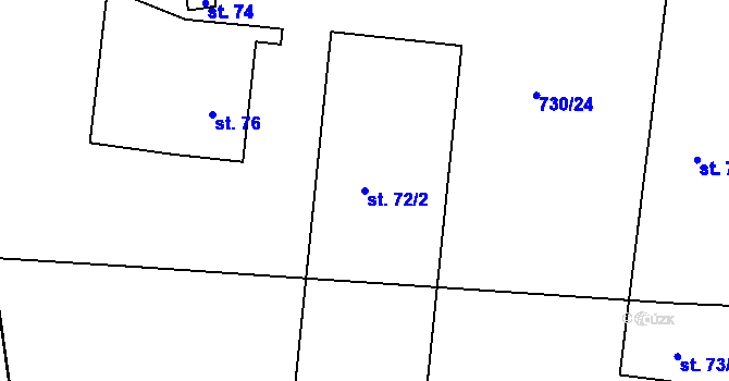 Parcela st. 72/2 v KÚ Budíkovice, Katastrální mapa