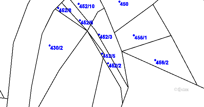 Parcela st. 452/5 v KÚ Budíkovice, Katastrální mapa