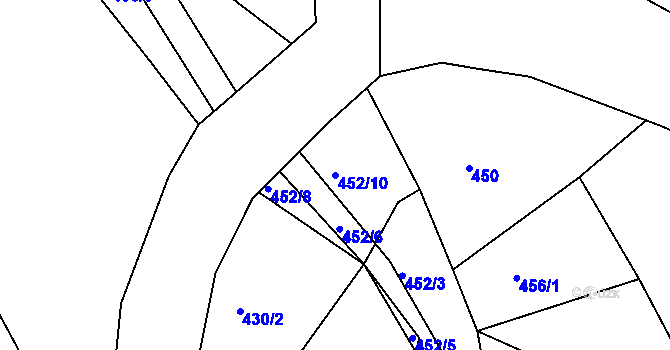 Parcela st. 452/10 v KÚ Budíkovice, Katastrální mapa