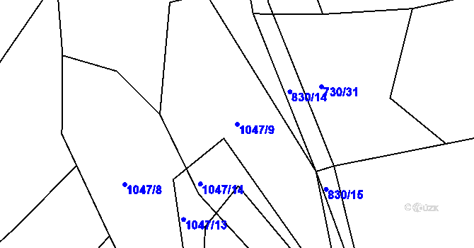 Parcela st. 1047/9 v KÚ Budíkovice, Katastrální mapa