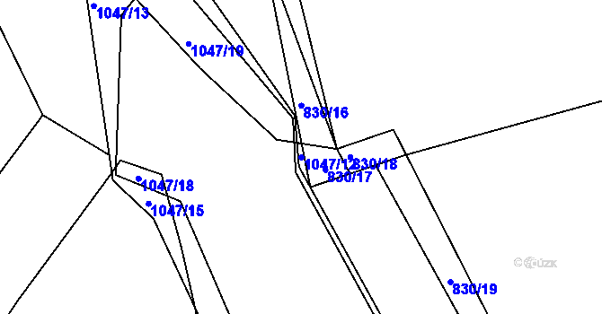Parcela st. 1047/12 v KÚ Budíkovice, Katastrální mapa