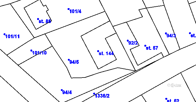 Parcela st. 144 v KÚ Budíkovice, Katastrální mapa