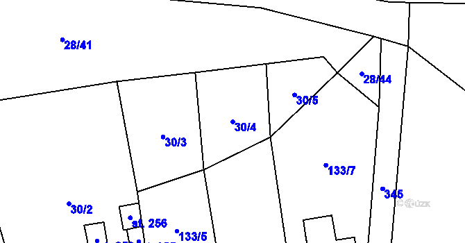 Parcela st. 30/4 v KÚ Budiměřice, Katastrální mapa