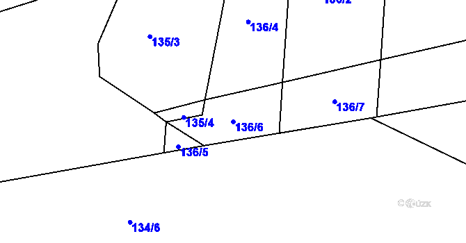 Parcela st. 136/6 v KÚ Budiměřice, Katastrální mapa