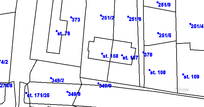 Parcela st. 158 v KÚ Šlotava, Katastrální mapa