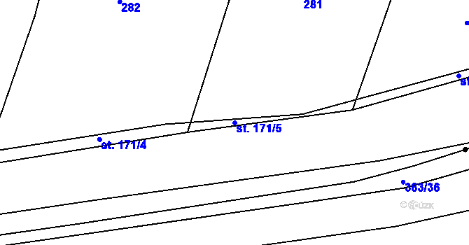 Parcela st. 171/5 v KÚ Šlotava, Katastrální mapa