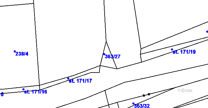 Parcela st. 363/27 v KÚ Šlotava, Katastrální mapa