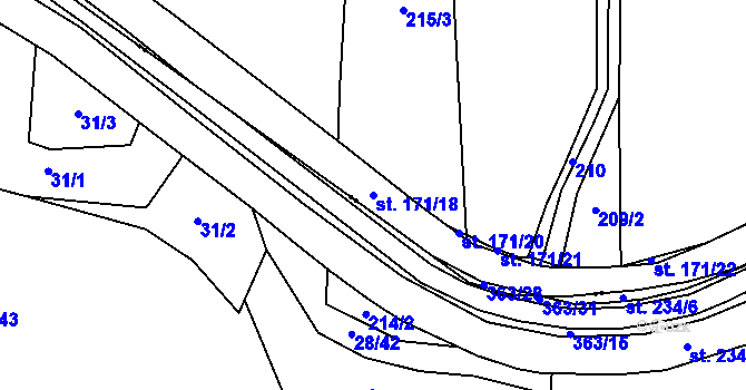 Parcela st. 171/18 v KÚ Šlotava, Katastrální mapa