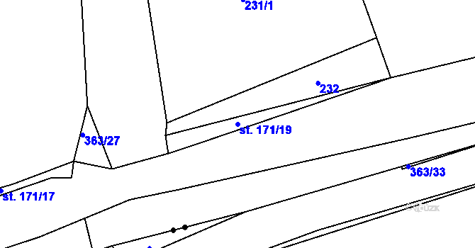 Parcela st. 171/19 v KÚ Šlotava, Katastrální mapa