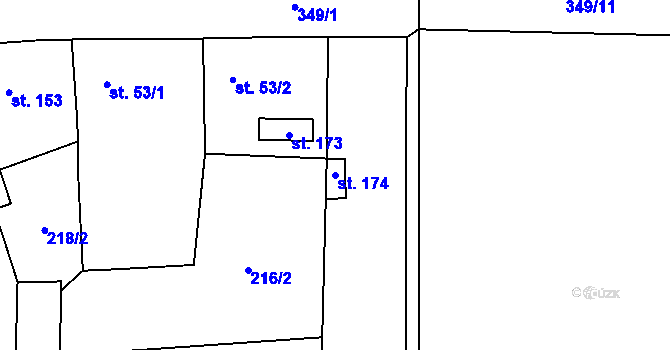 Parcela st. 174 v KÚ Šlotava, Katastrální mapa