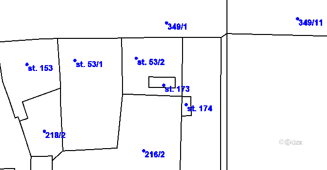Parcela st. 173 v KÚ Šlotava, Katastrální mapa