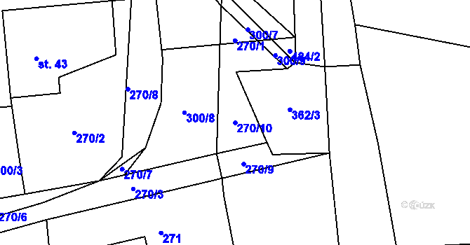 Parcela st. 270/10 v KÚ Šlotava, Katastrální mapa