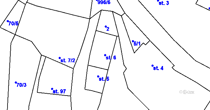 Parcela st. 6 v KÚ Budislav, Katastrální mapa