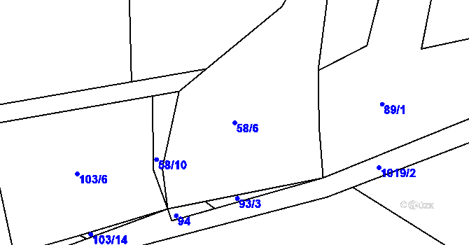 Parcela st. 58/6 v KÚ Budislav, Katastrální mapa