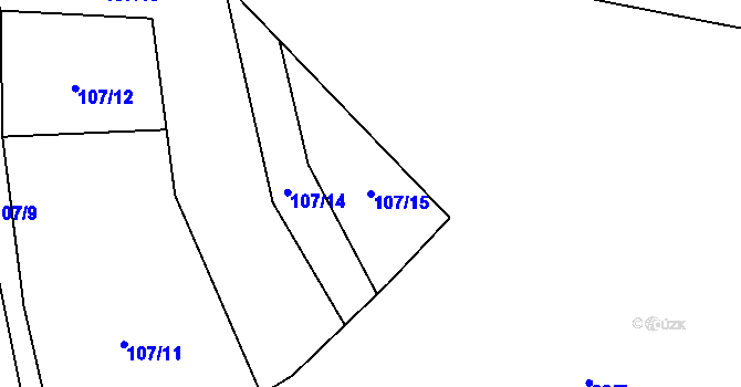 Parcela st. 107/15 v KÚ Budislav, Katastrální mapa