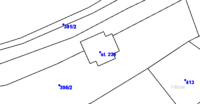 Parcela st. 238 v KÚ Budislav, Katastrální mapa