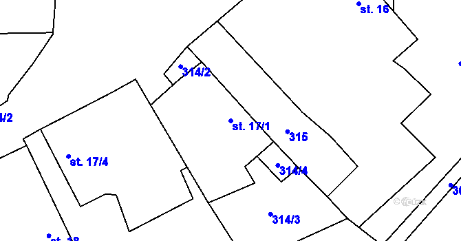 Parcela st. 17/1 v KÚ Katov u Budislavi, Katastrální mapa