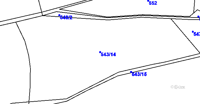 Parcela st. 543/14 v KÚ Budislav u Litomyšle, Katastrální mapa